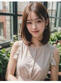 イメチェン 外ハネボブ 美髪 ワイドバング ホワイトブロンド