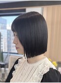 ワイドバングイメチェン美髪外ハネボブ+レイヤーカット韓国/横浜
