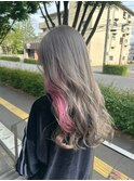 グレー×ピンク インナーカラー