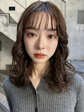 メゾンアクア 表参道(Maison ACQUA) アプリコットオレンジミディアムパーマデジタルパーマボブパーマ