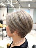 大人シアーミルクティー丸みショートボブ