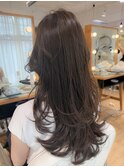 ロングレイヤーカット 髪質改善カラー グレージュカラー