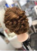 編み込みアップ 結婚式 二次会 撮影 ドレス お呼ばれヘア　水戸