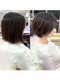 ショートボブ髪型20代30代前髪あり前髪なし面長丸顔【荒牧】AY