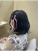 サイド編み込み×巻きおろし