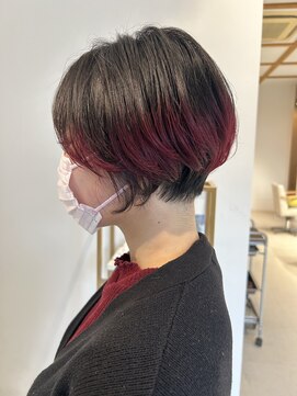 コト 福井大和田店(coto) 福井大和田 丸みショート エンドカラー ボルドー ワインレッド