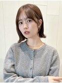 大人ボブ ロブ 顔まわりカット オリーブベージュ