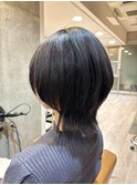 黒髪暗髪マニッシュ透明感小顔ショートウルフ20代30代