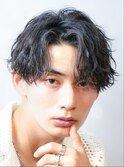 渋谷緩め波巻きスパイラルパーマシャドウパーマセンターパート