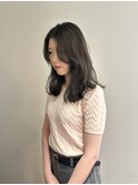 レイヤーカット　オリーブグレージュ