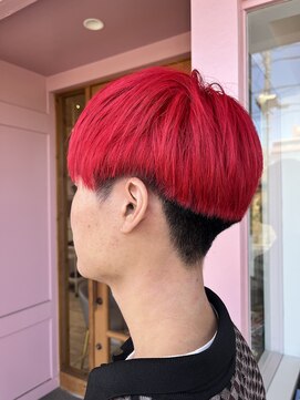 カットダブルカラーネオマッシュビビットレッド春日井市