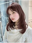 ▲レイヤーカット顔まわり前髪矯正ミディアムレイヤーharuhi