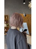 透け感チェリーピンクxくびれラフボブ