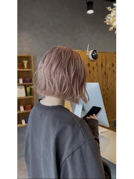 ハウリーヘアアンドスパ(HAURY hair&spa) 透け感チェリーピンクxくびれラフボブ