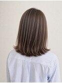 ハイライト　名東区　ミディアム　レイヤー　ボブ　白髪ぼかし