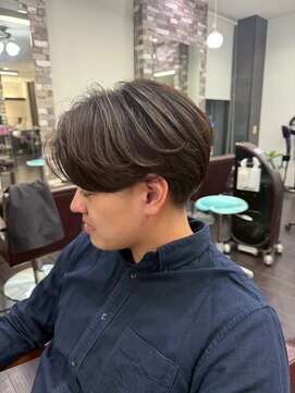 ヘアーメイク ロージー 北18条店(HAIR MAKE ROSY) かき上げヘア七三ヘアツーブロックメンズ波巻きスパイラルパーマ