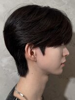 韓国シースルーマッシュ黒髪マッシュカルマパーマダウンパーマ