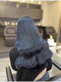 縮毛矯正.レイヤーカット.ブルーブラック.髪質改善. 黒髪