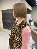 ピンクベージュ グレージュ ミニボブ 透明感 髪質改善 西田