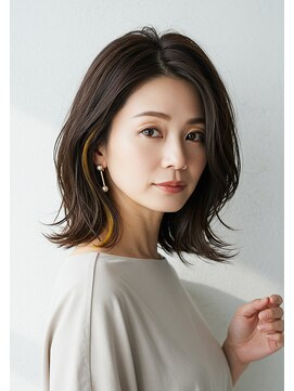 アントワープトーキョー(antwerp TOKYO) 30代40代50代外ハネミディアム大人イヤリングカラー髪質改善