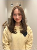 韓国ヘアー顔周りレイヤーおくれ毛ミディアム前髪長岡/新潟/宮関