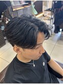 フェザーパーマ　センターパート