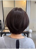 203040代絶壁解消ひし形丸みショートひし形ボブピンクブラウン