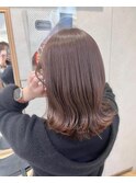透明感ふんわりラベンダーブラウン切りっぱなしミディ【中居】