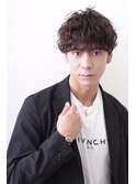 スーツ短髪ツーブロック束感パーママッシュ黒髪ナチュラル