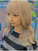 インナーカラー☆水色&ピンク