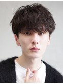 シャドウパーマスパイラルパーマツーブロックメンズパーマ束感