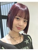 10代20代30代40代ボブ韓国風ボルドーカラーワインレッド