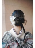 成人式ヘアアレンジレトロモダン古風カチモリヘアメ