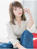 センター北/髪質改善/細めハイライト×切りっぱなしミディアムk