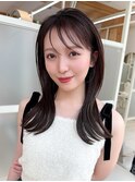 シースルーバング小顔顔周りレイヤー韓国ヘア20代30代