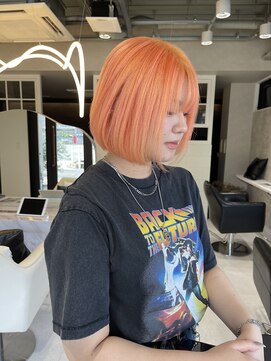 髪屋 紬 オレンジカラー×ダブルカラー