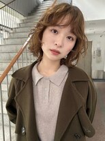 トリッカ 銀座(tricca)&nbsp;ボブパーマ/顔まわりレイヤー/クセ毛風パーマ/ブラウンカラー