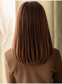 ウォームブラウン艶感ストレート美髪レイヤーA6越谷20代30代40代