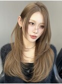 韓国風レイヤーカット/ロングヘア/髪質改善カラー