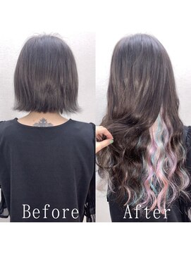 あるじゃんすー 沖縄店 ユニコーン×黒髪#シールエクステ#セミウェットウェーブ#沖縄