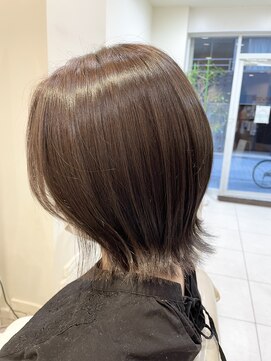 ヘアーメイク ハーベスト(HAIR MAKE HARVEST) 【切りっぱなし×アメジストブルー】大人可愛い外ハネボブ