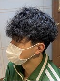 ツイストスパイラルパーマ ツーブロック マッシュ レイヤー