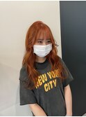 h_オレンジブラウン/斜めバング/グレージュカラー/渋谷
