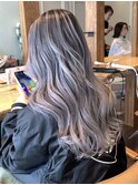  バレイヤージュグレージュハイライトダブルカラーケアブリーチ