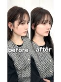 前髪顔まわり韓国ヘアレイヤーカットサイドバンク2wayバンク韓国