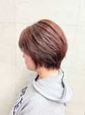 すっきり丸みショート×オレンジブラウン