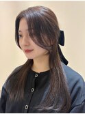 韓国風センター分けバング