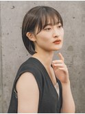 ボブ　外ハネボブ　くびれヘア　夏　縮毛矯正　ハイライトカラー