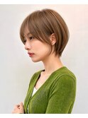 透明感カラー ボブ 前髪 ショート カラー ブリーチ&ダブルカラー