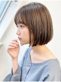 透明感オリーブグレージュ◎ミニボブ×20代30代春カラー